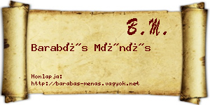 Barabás Ménás névjegykártya